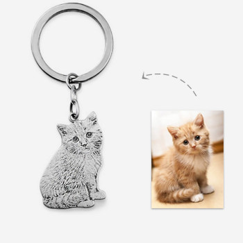 Personalized Pet Keyring, Personalized Photo Keychain, Engrave Photo Keepsake, Cat and Dog Keyring, Photo Pendant,Pet Memorial Keyring