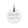 Personalised sterling silver circle pendant engraved with a fingerprint