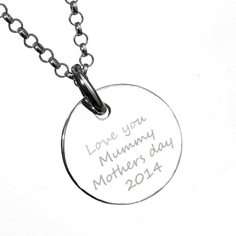 Engraved Necklace Charm Back Back view of personalised engraved sterling silver necklace charms