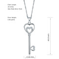 Sterling Silver Double Heart Key Pendant Necklace Sterling silver key pendant necklace with a double-heart detail