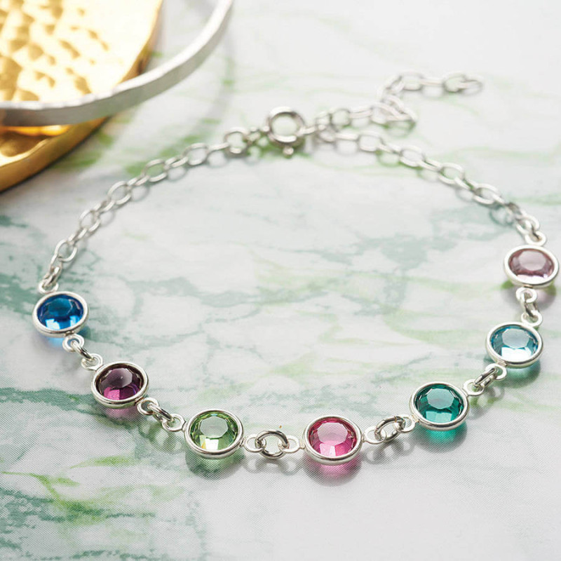 Personalised Family Birthstone Link Bracelet Personalised family birthstone link bracelet with Swarovski crystal stones