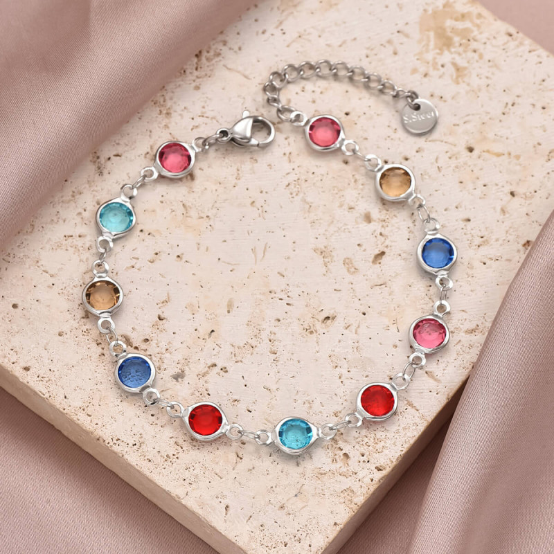 Personalised Family Birthstone Link Bracelet Personalised family birthstone link bracelet with Swarovski crystal stones