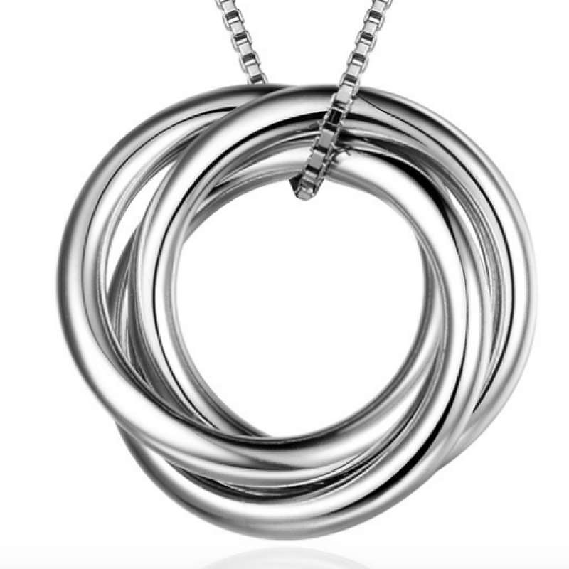 30th Birthday Three Rings Russian Ring Necklace Three-ring Russian ring necklace on a silver chain