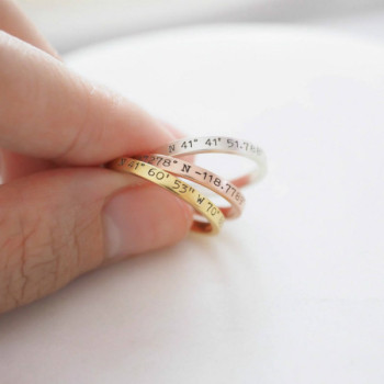 Personalised Sterling Silver Stackable Ring Name Ring With Message And Birthstone Personalised Sterling Silver Stackable Ring Name Ring With Message And Birthstone