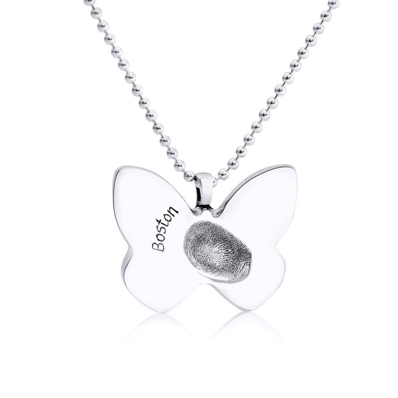 925 sterling silver fingerprint butterfly pendant