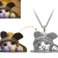 Personalized Pet Photo Sterling Silver Necklace Personalized pet photo pendant necklace with back engraving