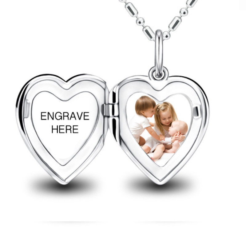 Personalised Open-Heart Photo Locket Necklace Personalised open-heart photo locket pendant necklace