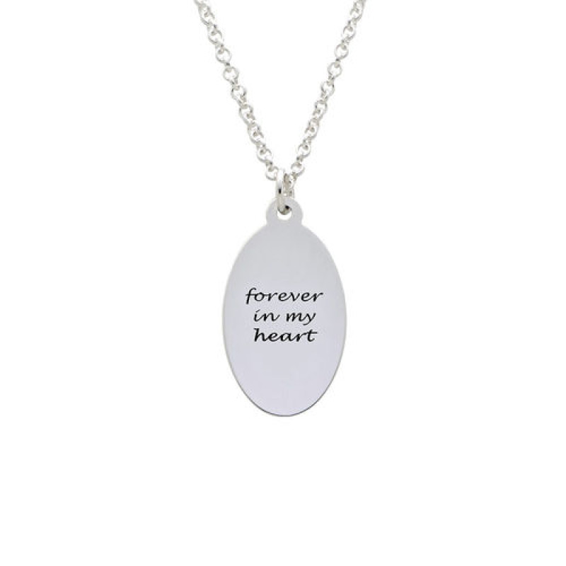 Fingerprint Oval Necklace in Sterling Silver Fingerprint oval necklace with a personalised silver teardrop pendant