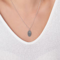 Fingerprint Oval Necklace in Sterling Silver Fingerprint oval necklace with a personalised silver teardrop pendant
