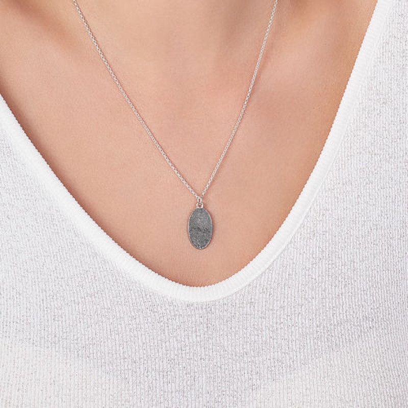 Fingerprint Oval Necklace in Sterling Silver Fingerprint oval necklace with a personalised silver teardrop pendant