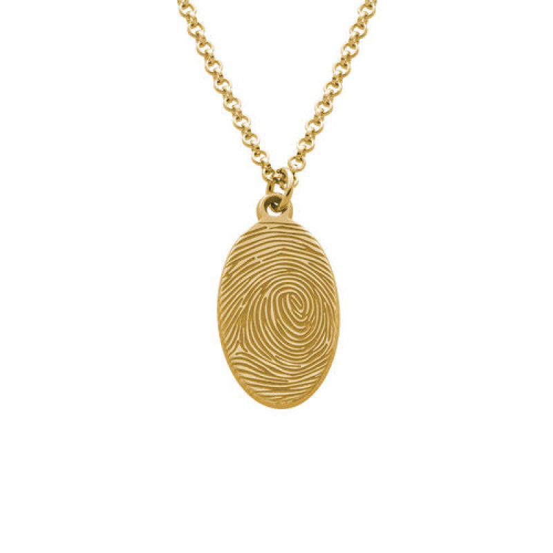 Fingerprint Oval Necklace in Sterling Silver Fingerprint oval necklace with a personalised silver teardrop pendant