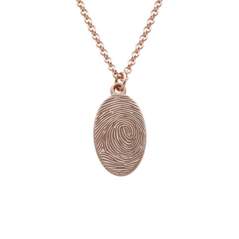 Fingerprint Oval Necklace in Sterling Silver Fingerprint oval necklace with a personalised silver teardrop pendant