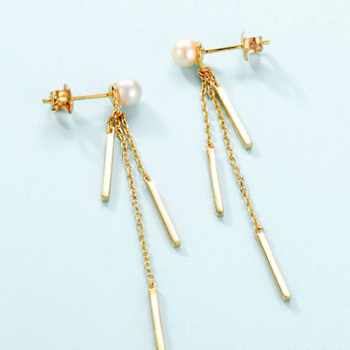 Gold Plated Sterling Silver Tassel Earrings Pearl Drop Earrings Gold Plated Sterling Silver Tassel Earrings Pearl Drop Earrings