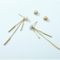Gold-plated sterling silver tassel drop earrings with natural pearl