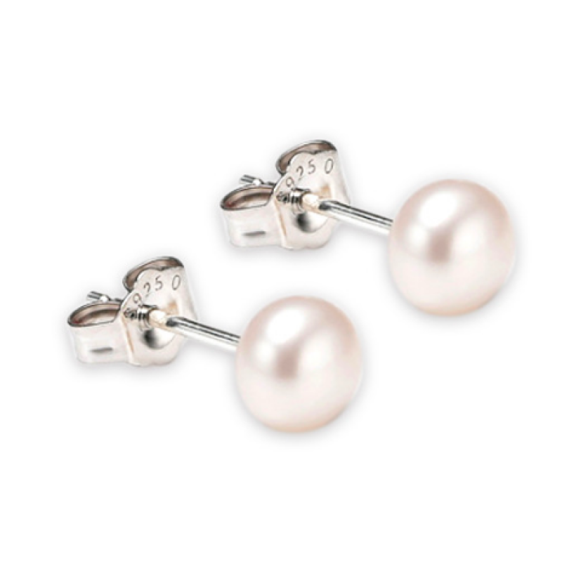 Freshwater Pearl Ear Studs in Sterling Silver Freshwater pearl ear studs in sterling silver