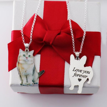 Personalised Custom Pet Photo Necklace Cat Necklace In Sterling Silver Personalised Custom Pet Photo Necklace Cat Necklace In Sterling Silver