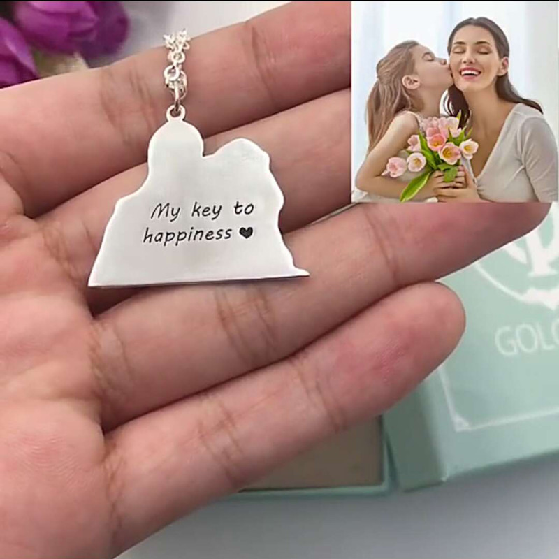 Custom Photo Engraved Sterling Silver Necklace Custom photo engraved sterling silver necklace pendant