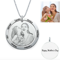 Custom Photo Engraved Round Washer Necklace Custom photo engraved round washer pendant necklace