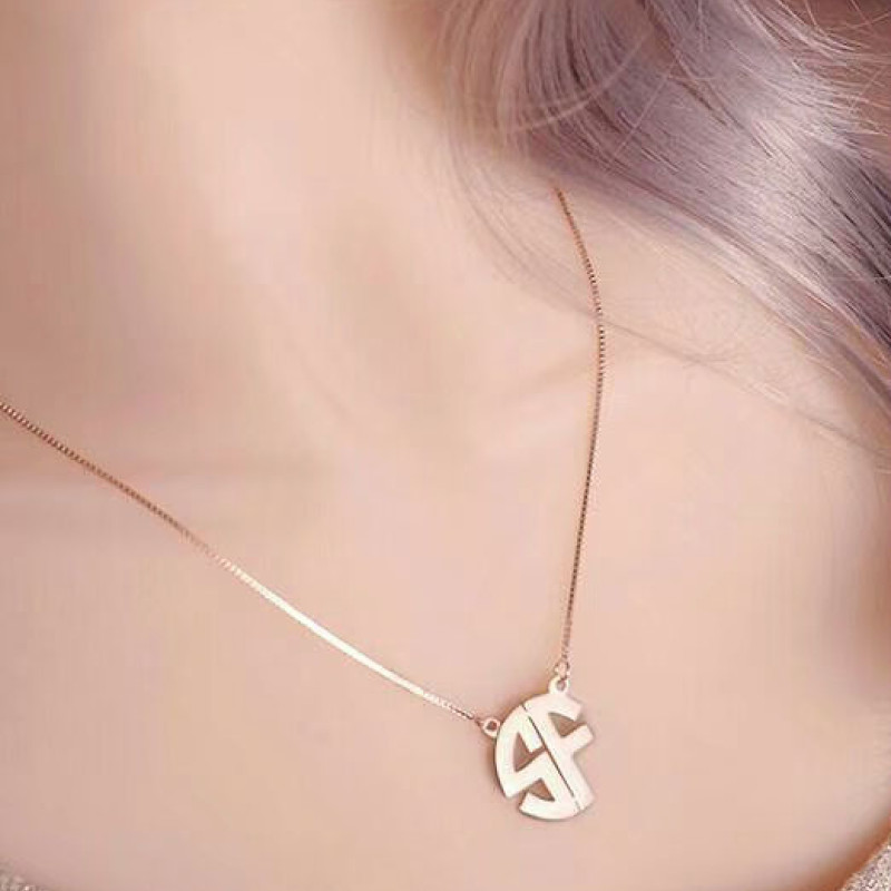 Round Cut-Out Monogram Initial Necklace Round cut-out monogram initial necklace