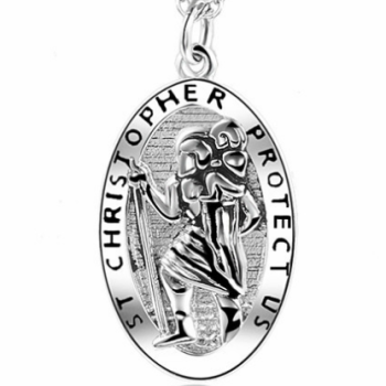 Personalised Mens St Christopher Silver Necklace