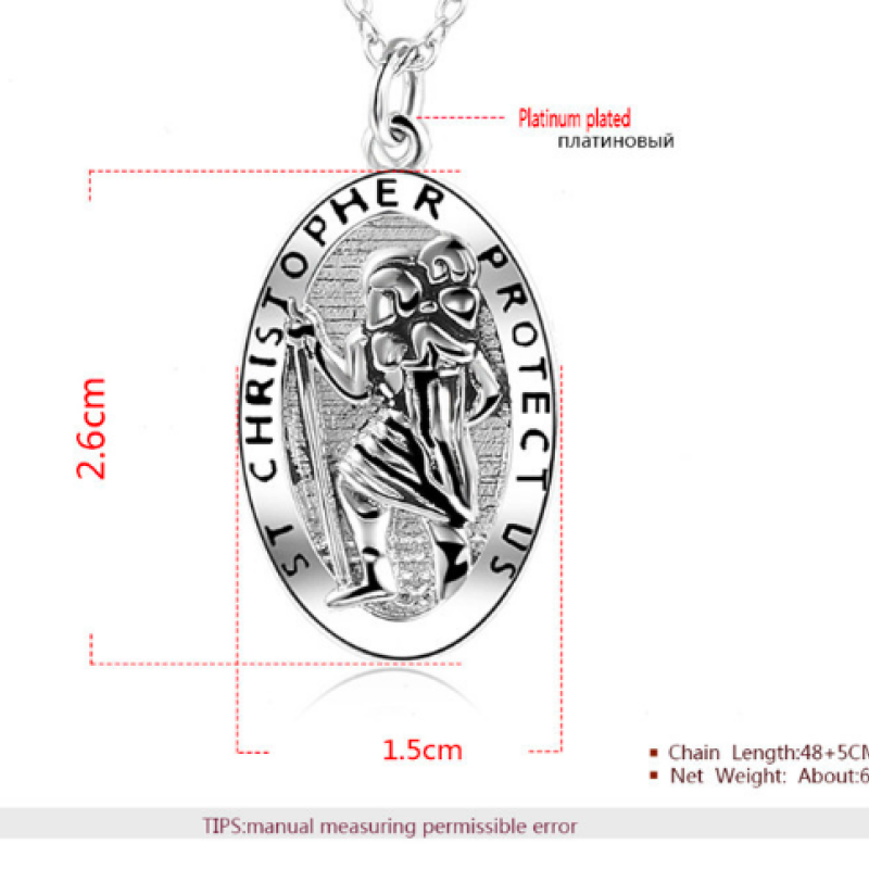 Personalised men's St Christopher silver necklace
