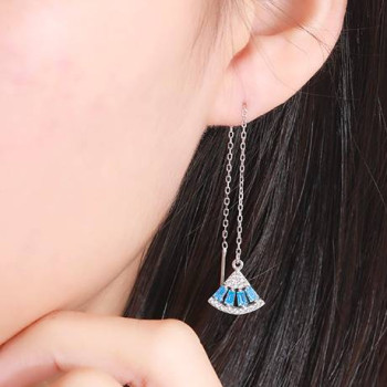 Tassel Fan Drop Earrings In Sterling Silver Skirt Long Earrings