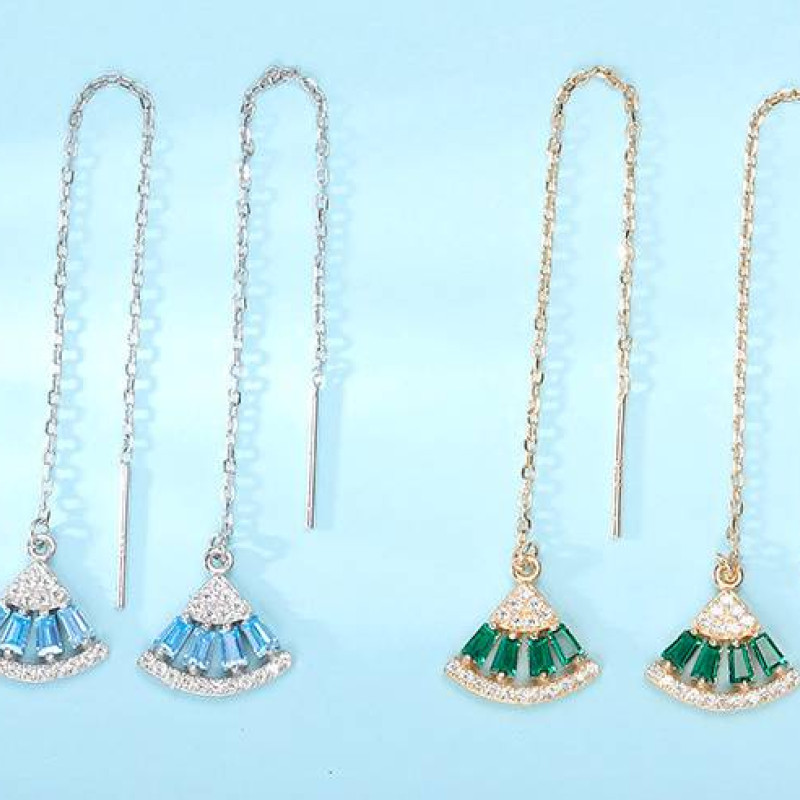 Tassel Fan Drop Earrings Tassel fan drop earrings in sterling silver and gold-plated silver