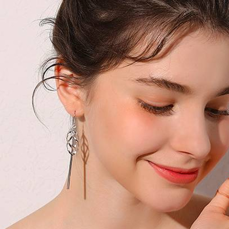 Geo Tassel Long Drop Earrings Long tassel drop earrings with geometric pendants