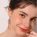Geo Tassel Long Drop Earrings Long tassel drop earrings with geometric pendants