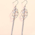 Geo Tassel Long Drop Earrings Long tassel drop earrings with geometric pendants