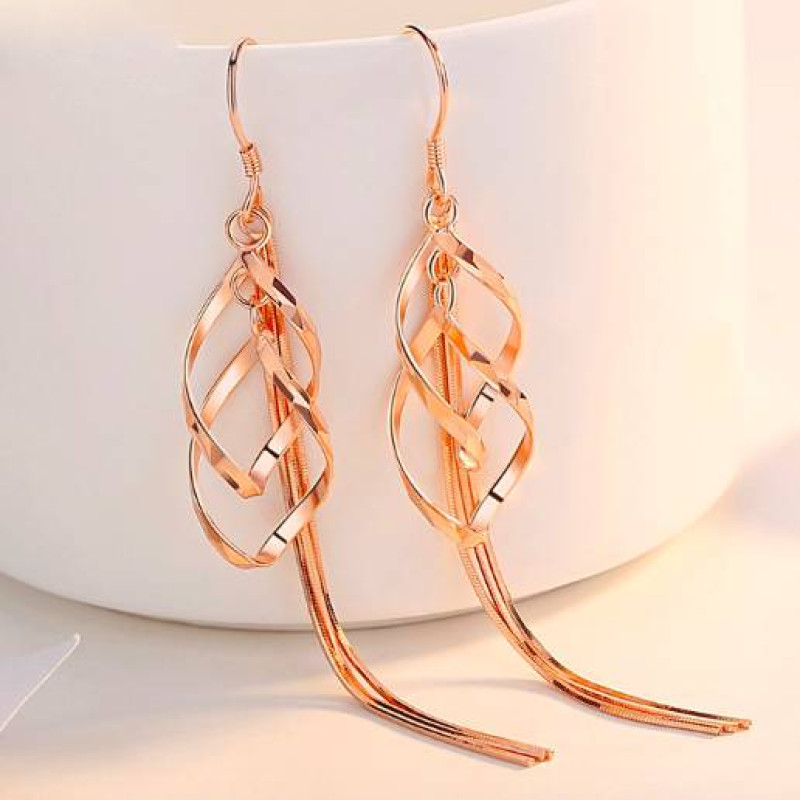 Geo Tassel Long Drop Earrings Long tassel drop earrings with geometric pendants