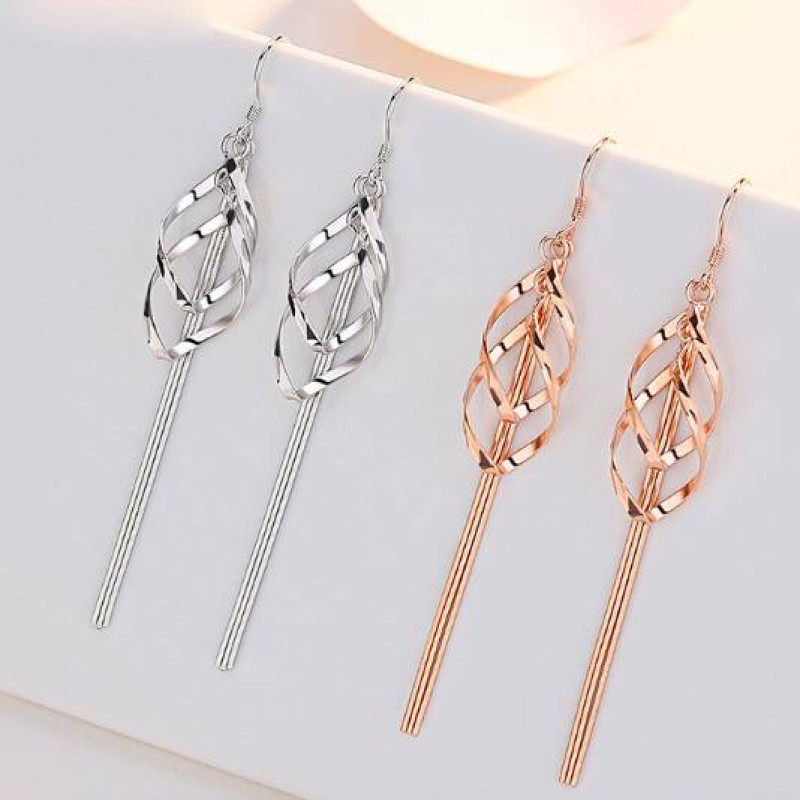 Geo Tassel Long Drop Earrings Long tassel drop earrings with geometric pendants