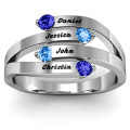 Connection Interwoven Stones Ring Connection Interwoven Stones Ring with woven band and four round stones