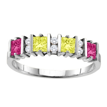  Echo 2-6 Princess Cut Stones Ring With Accents