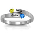 Soleil Tipped Bypass Ring Soleil Tipped Bypass Ring with two round stone-tipped prongs