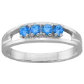 1-6 Gemstone Ring with round stones arranged in a linear pattern