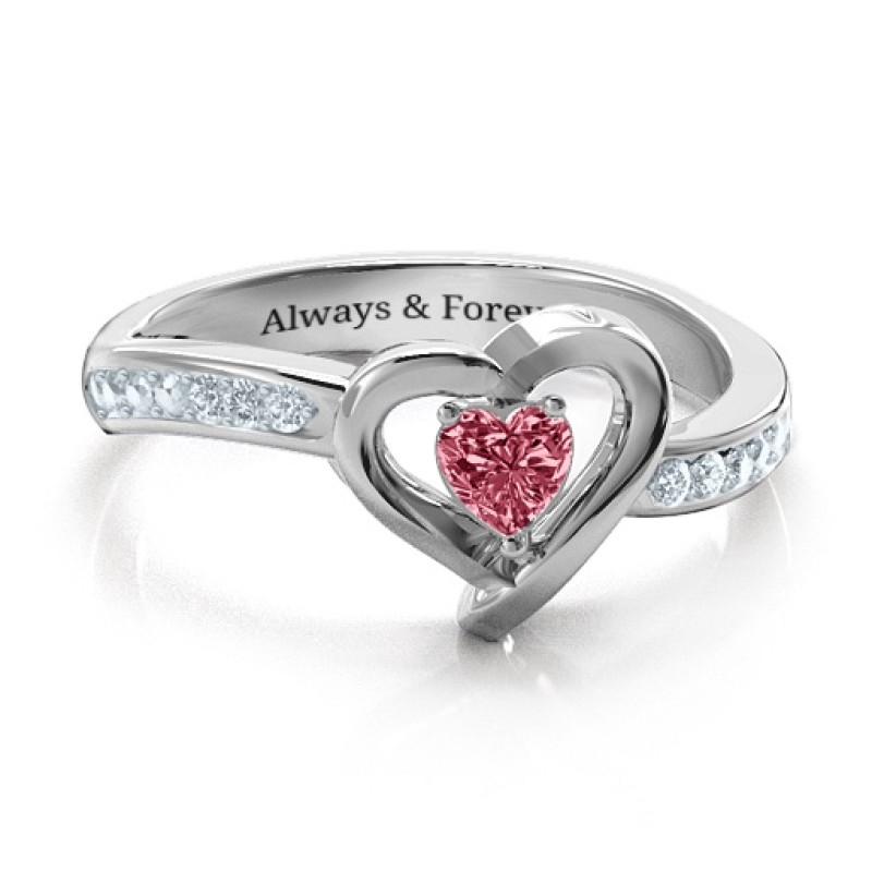 Customisable Accented Heart Ring Accented heart ring with a heart-shaped centre stone and round accent stones