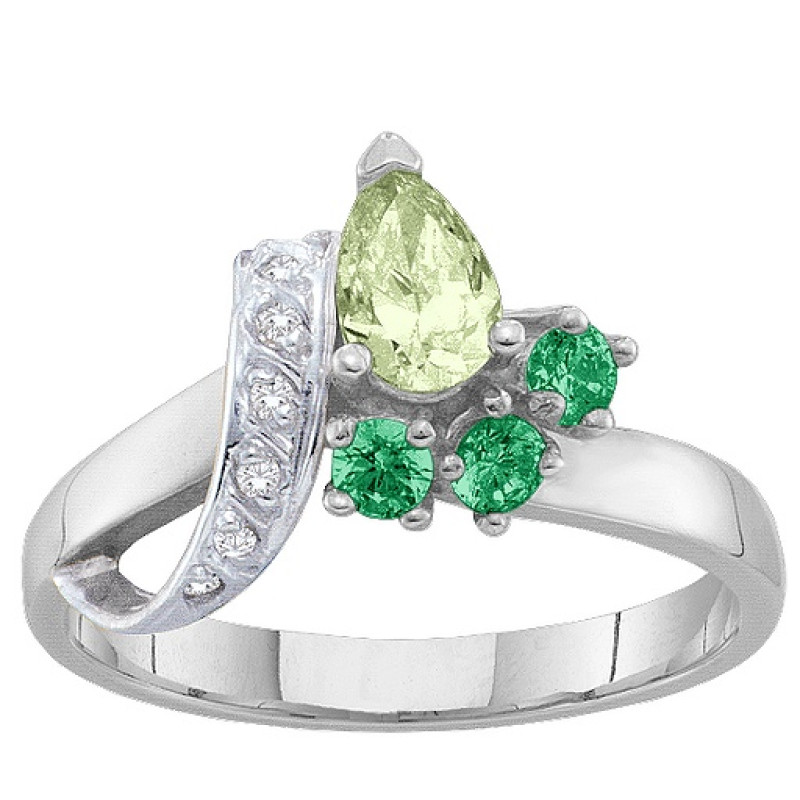 2-7 Stones Ribbon Ring 2-7 Stones Ribbon Ring with pear-shaped centre gemstone and diamond ribbon detail