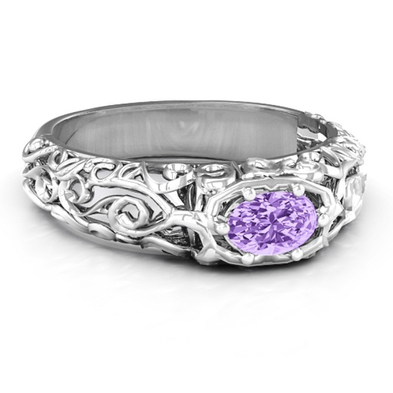 Personalized Vintage Graduation Ring Personalized vintage graduation ring with a year cutout and oval centre stone