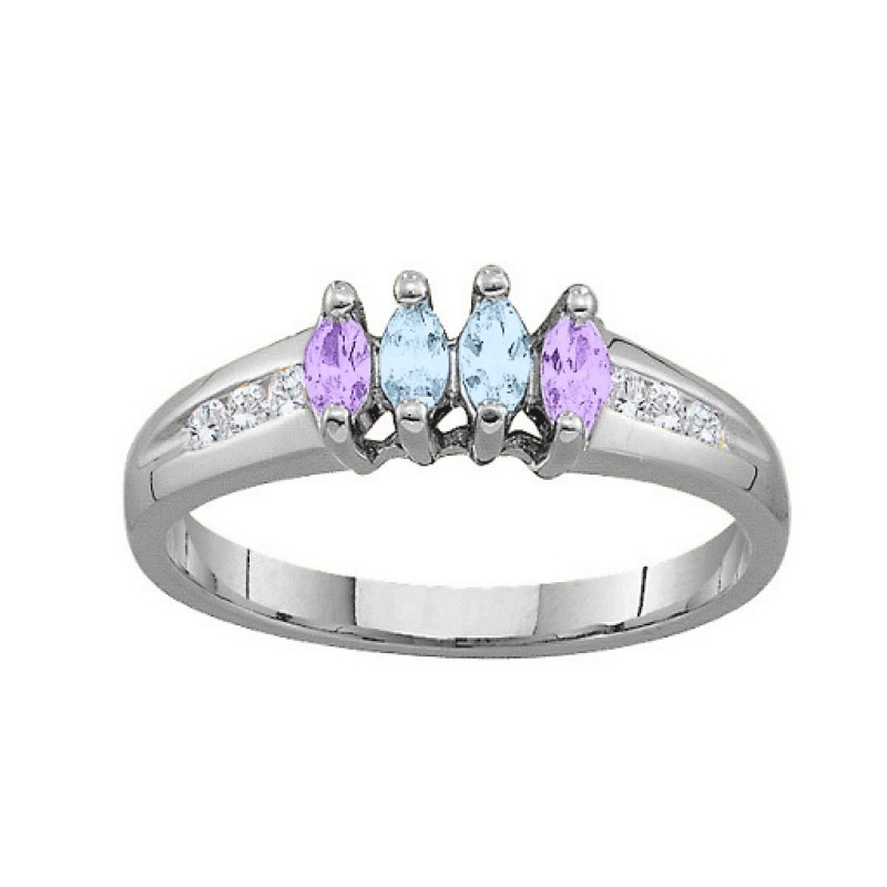 Custom 3-6 Marquise Stone Ring with Round Accents Custom marquise stone ring with round accent stones