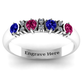 3-6 Stone Circular Half Bezel and Twin Accent Ring 3-6 Stone Circular Half Bezel and Twin Accent Ring