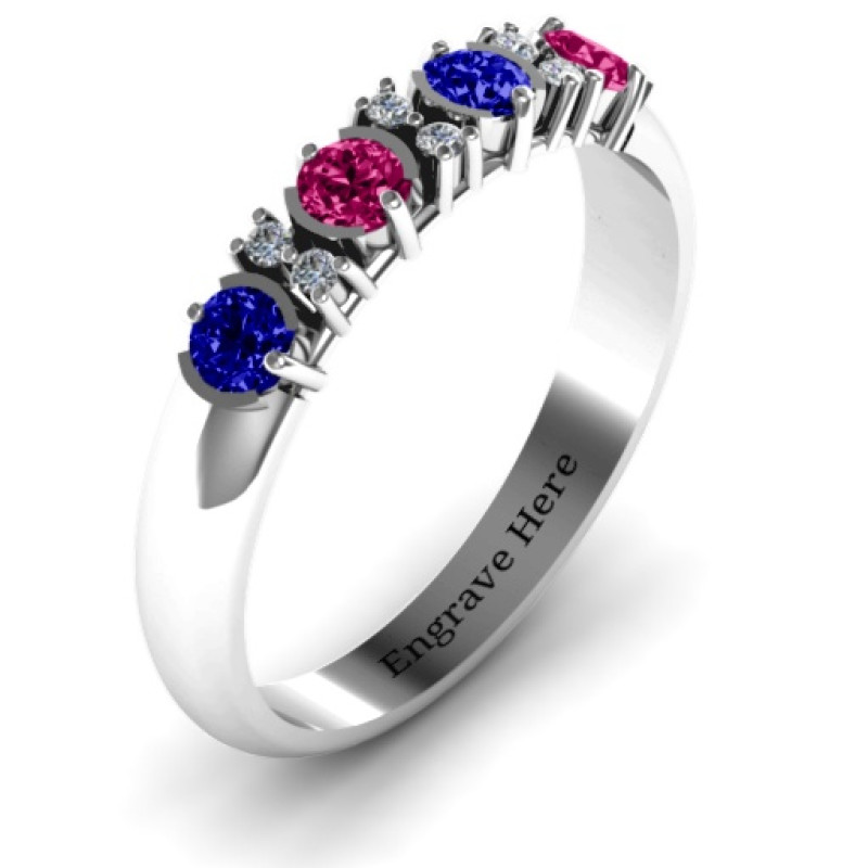 Circular Half Bezel Accent Ring 3–6 stone circular half bezel ring shown from another angle