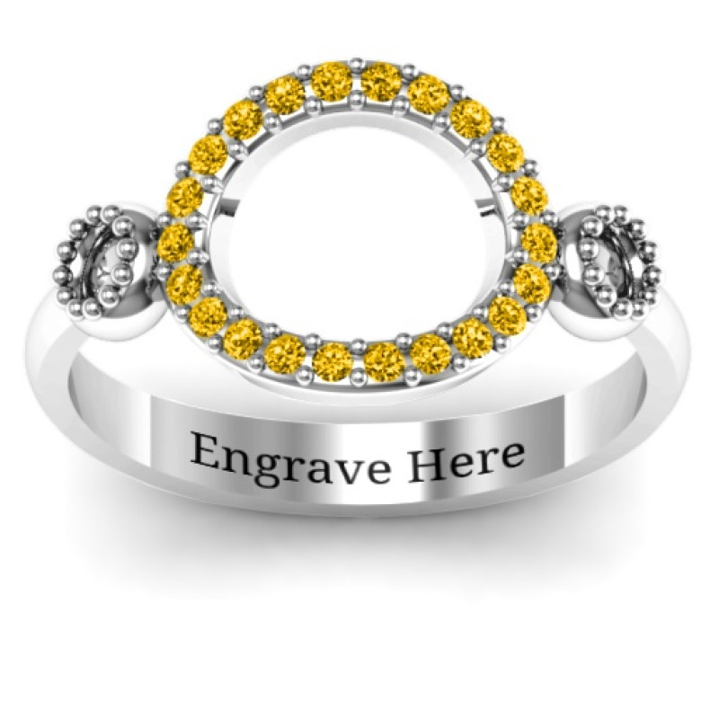 Three Circles Karma Ring with Accents Three Circles Karma Ring with zirconia accent stones