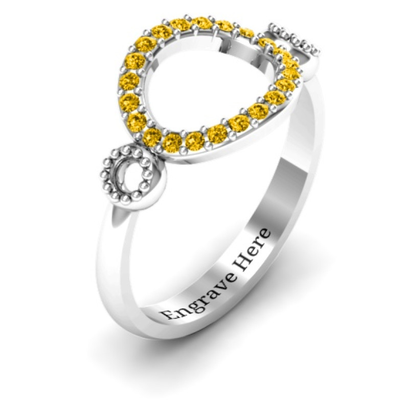 Three Circles Karma Ring with Accents Three Circles Karma Ring with zirconia accent details