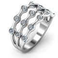 3 Row Fashion Wave Ring 3 Row Fashion Wave Ring with three rows of round stones