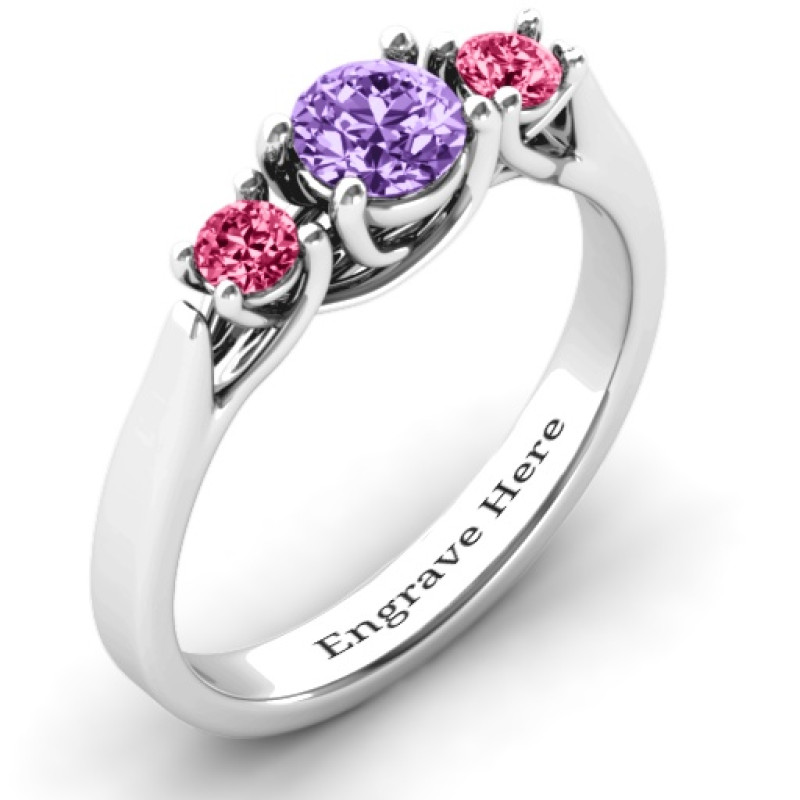 Personalised three-stone graduated ring