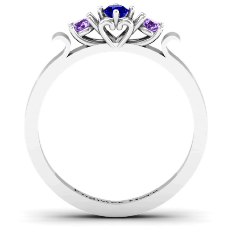 3-Stone Ring Open Heart Undergallery 3-stone ring undergallery with open heart detail