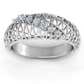 9 Stone Geometric Mesh Ring product image