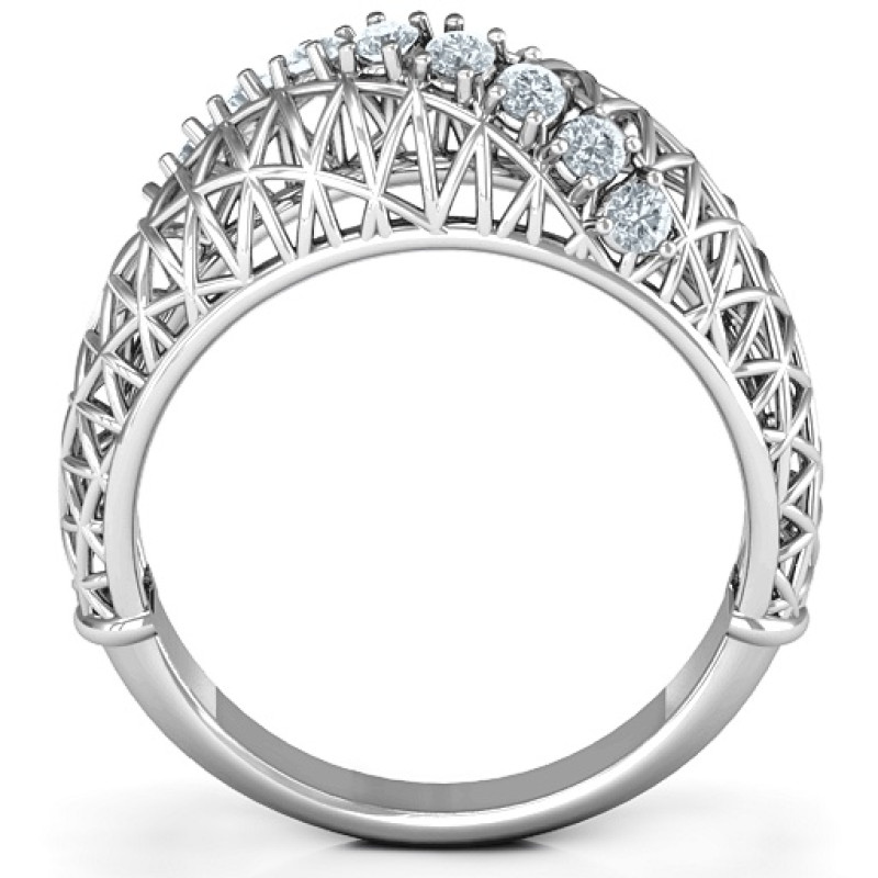 9 Stone Geometric Mesh Ring product image