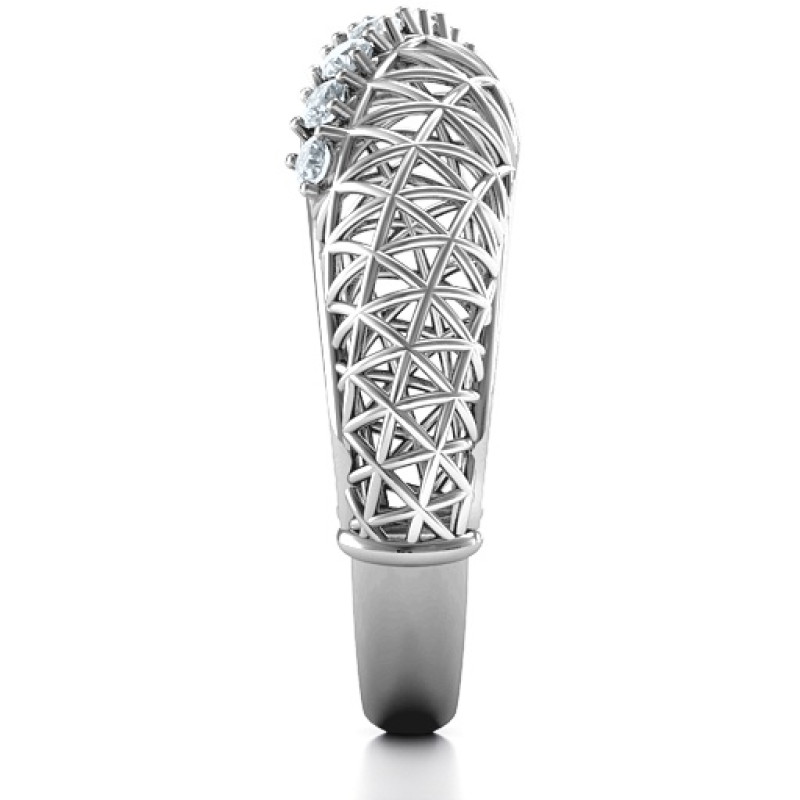 9 Stone Geometric Mesh Ring product image